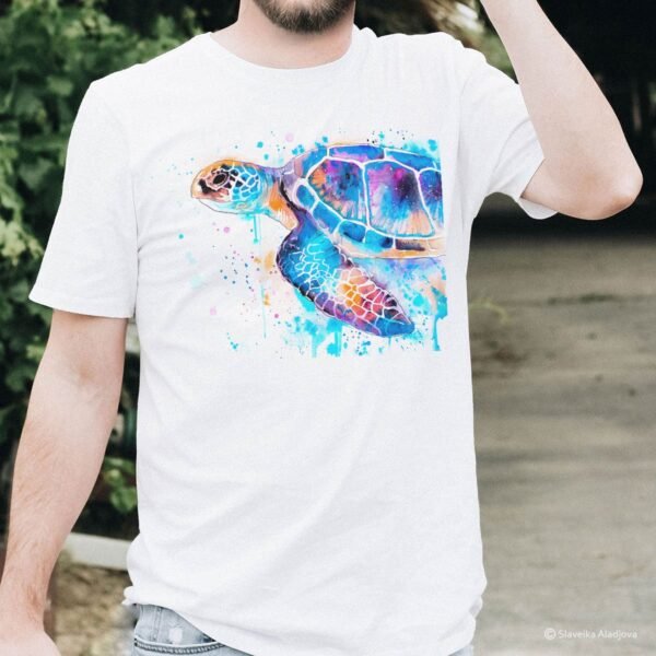 Blue Sea turtle art T-shirt