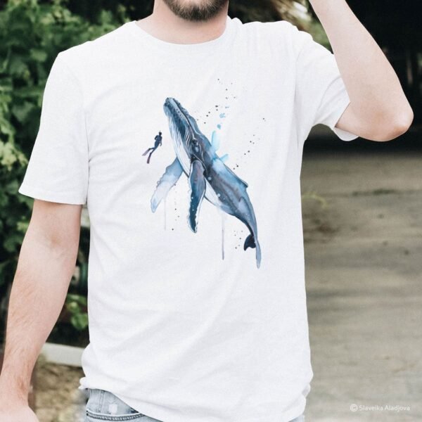 Scuba Diving with Humpback Whale art T-shirt