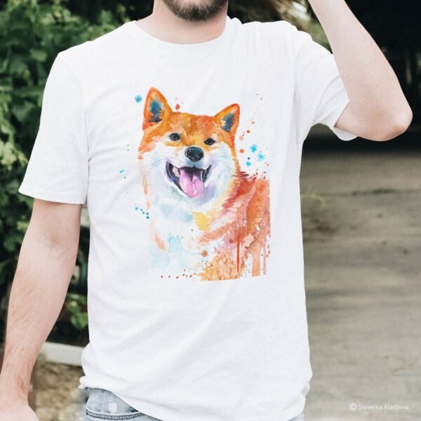 Red Shiba Inu art T-shirt
