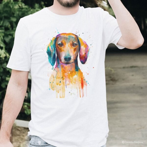 Red Dachshund art T-shirt