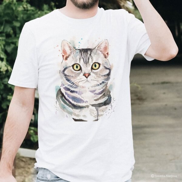 American shorthair cat art T-shirt