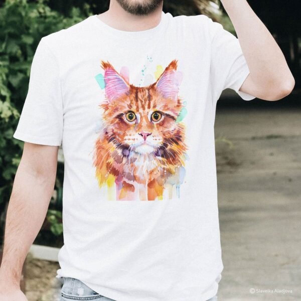 Maine Coon Cat Red Tabby art T-shirt