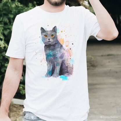 Chartreux cat art T-shirt