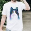 Black and white cat art T-shirt