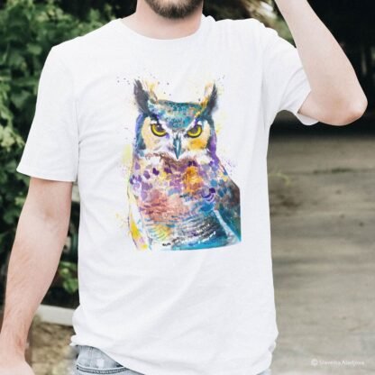 Horned Owl art T-shirt