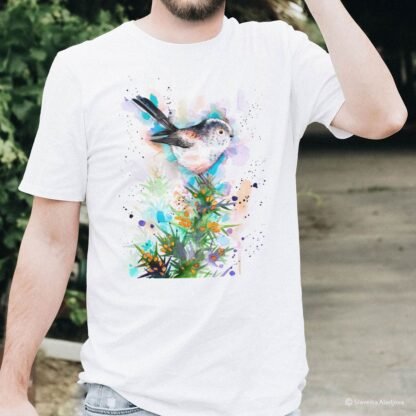 Long-tailed tit art T-shirt