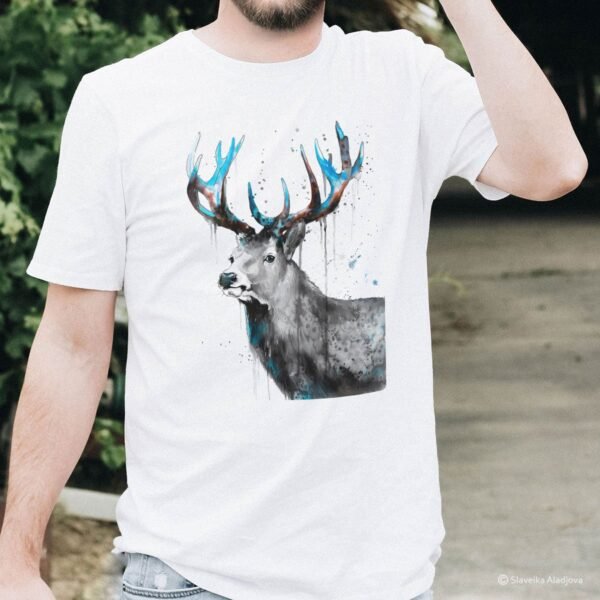 Black and white Red Deer art T-shirt