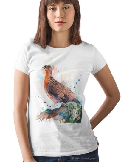 Red grouse art T-shirt