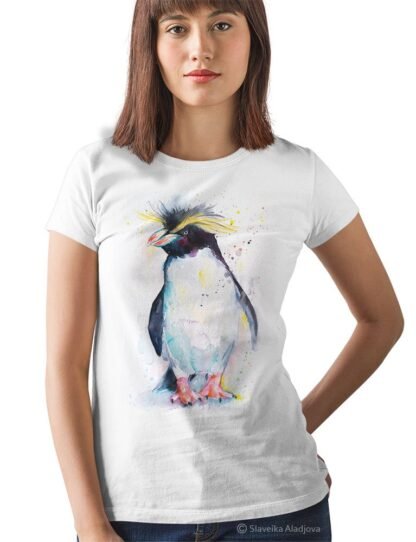 Rockhopper penguin art T-shirt