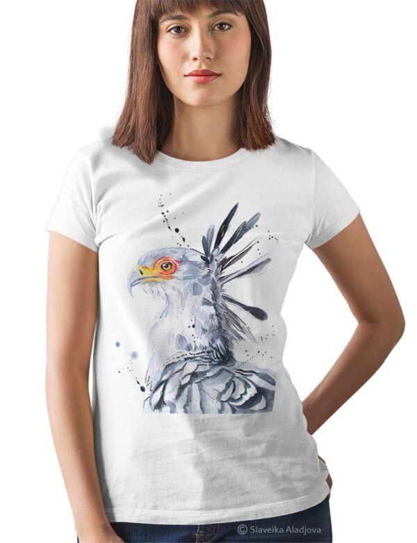 Secretary bird art T-shirt