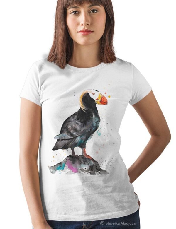 Tufted puffin art T-shirt