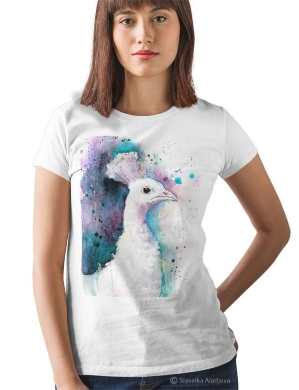 White Peacock art T-shirt
