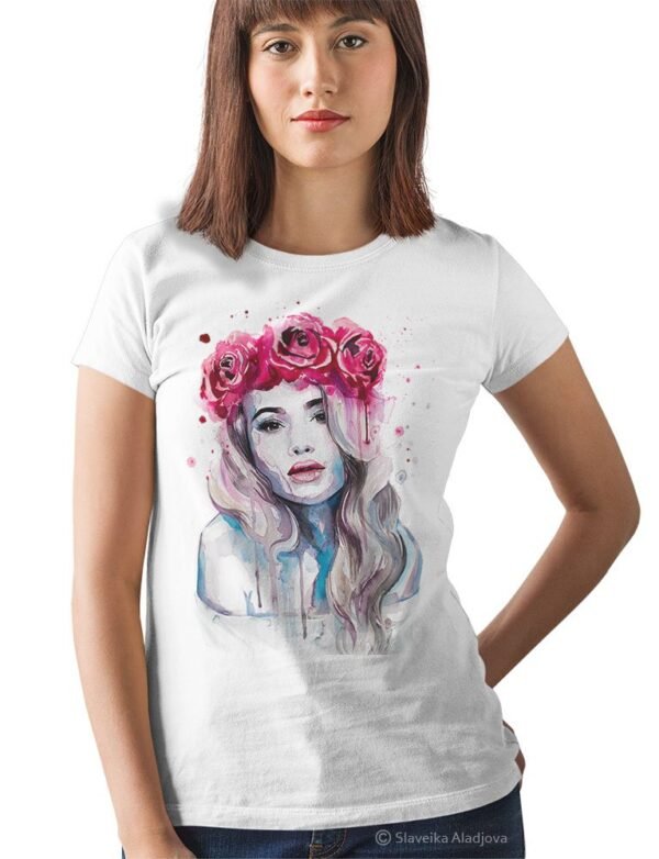 Rose crown girl art T-shirt