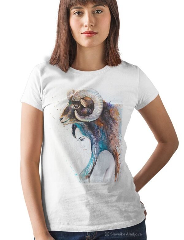 Mouflon girl art T-shirt