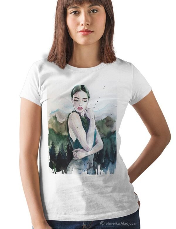 Mountain girl portrait art T-shirt