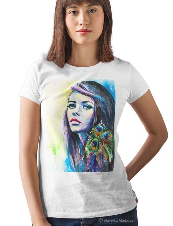 Girl with peacock earrings T-shirt Girl with peacock earrings T-shirt