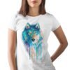 Blue wolf art T-shirt