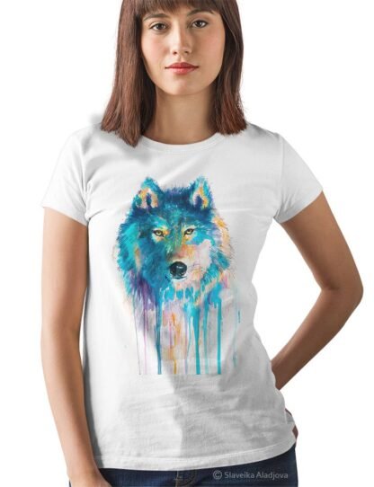 Blue wolf art T-shirt