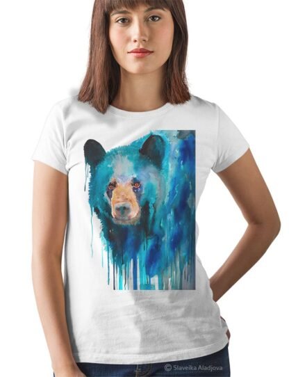 Blue American black bear art T-shirt