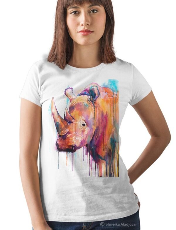 Colorful Rhino art T-shirt