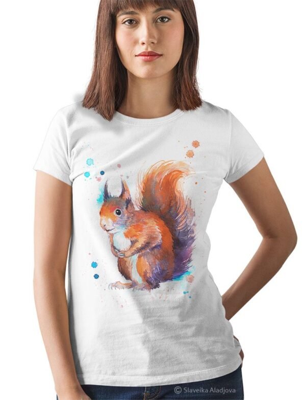 Red squirrel art T-shirt