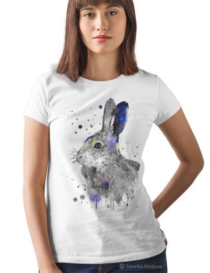 Black and white Hare rabbit art T-shirt