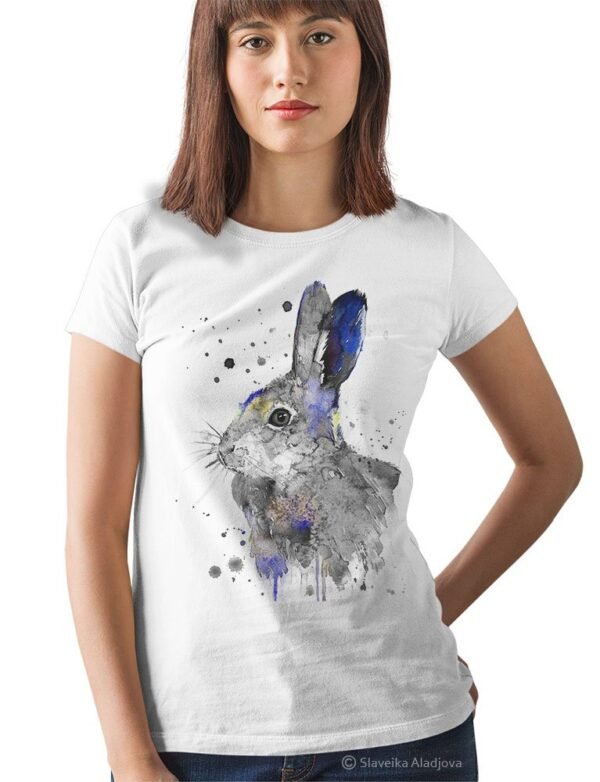 Black and white Hare rabbit art T-shirt Black and white Hare rabbit art T-shirt