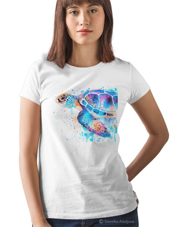 Blue Sea turtle art T-shirt