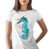 Blue Seahorse art T-shirt