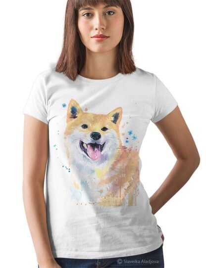 Cream Shiba Inu art T-shirt