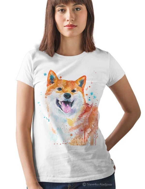 Red Shiba Inu art T-shirt