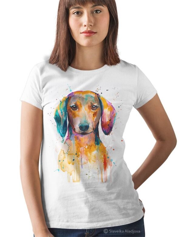 Red Dachshund art T-shirt