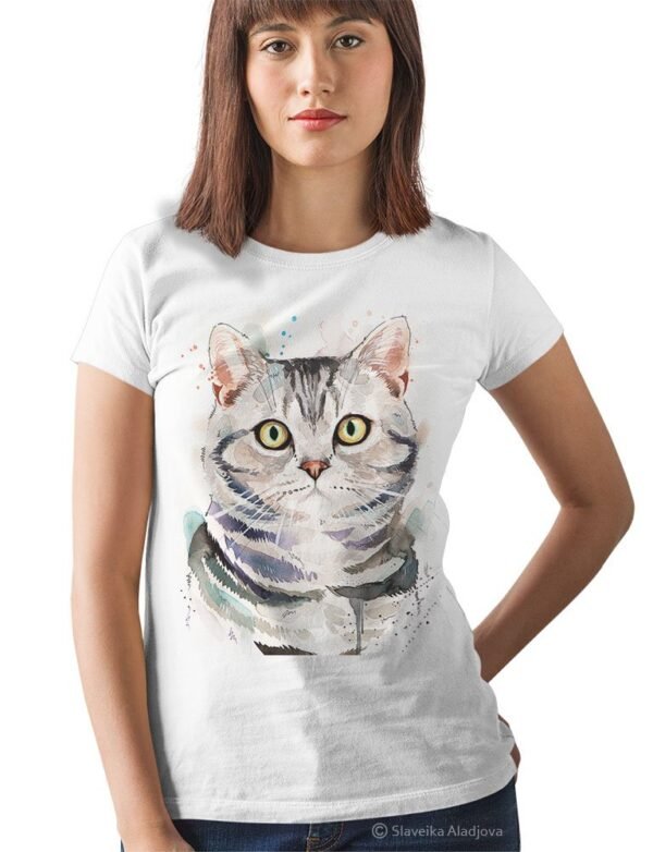 American shorthair cat art T-shirt