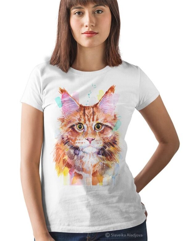 Maine Coon Cat Red Tabby art T-shirt
