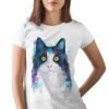 Black and white cat art T-shirt
