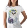 Black-and-white hawk-eagle art T-shirt
