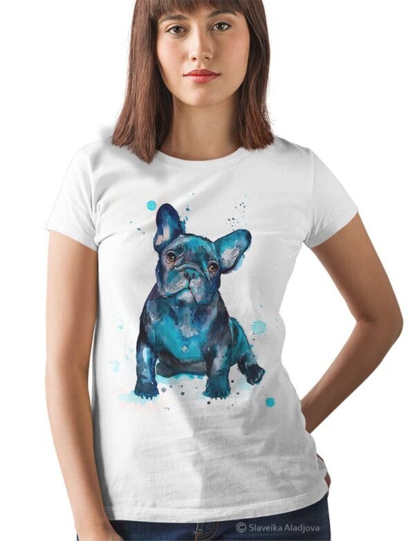 Black French Bulldog art T-shirt