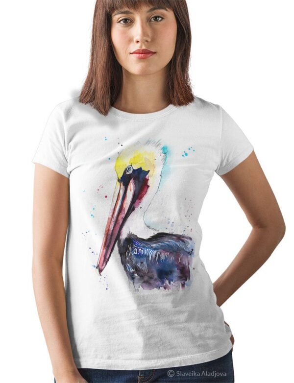 Brown pelican art T-shirt