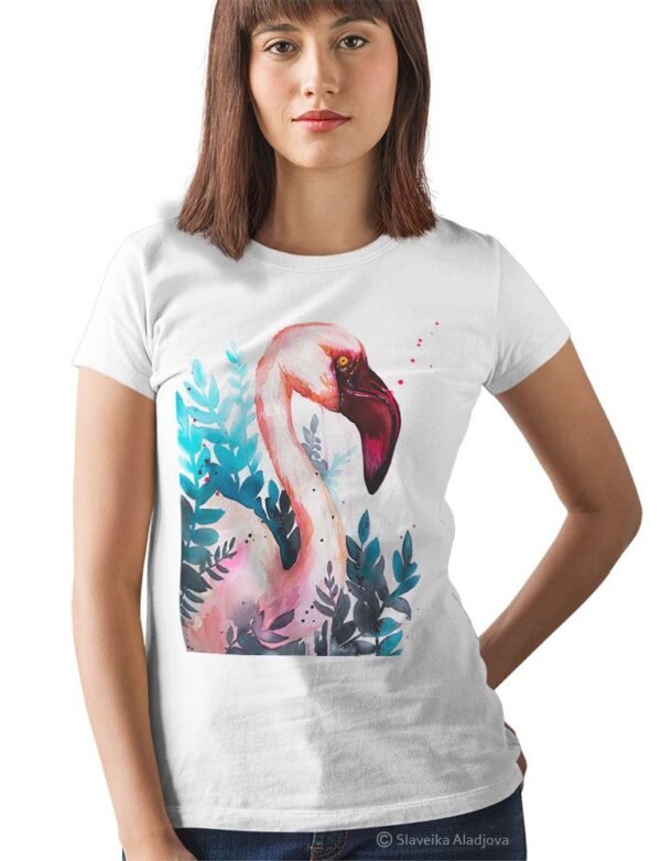 Lesser flamingo art T-shirt