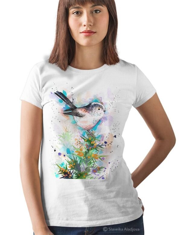 Long-tailed tit art T-shirt