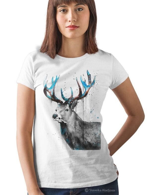 Black and white Red Deer art T-shirt