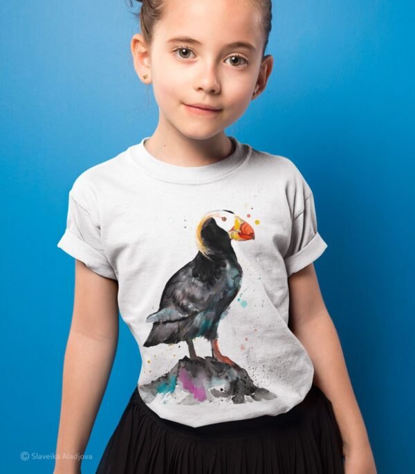 Tufted puffin art T-shirt
