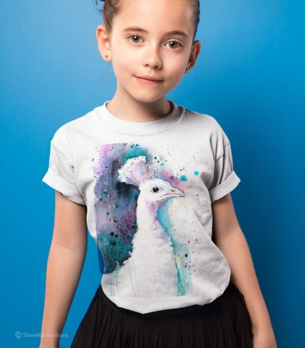White Peacock art T-shirt