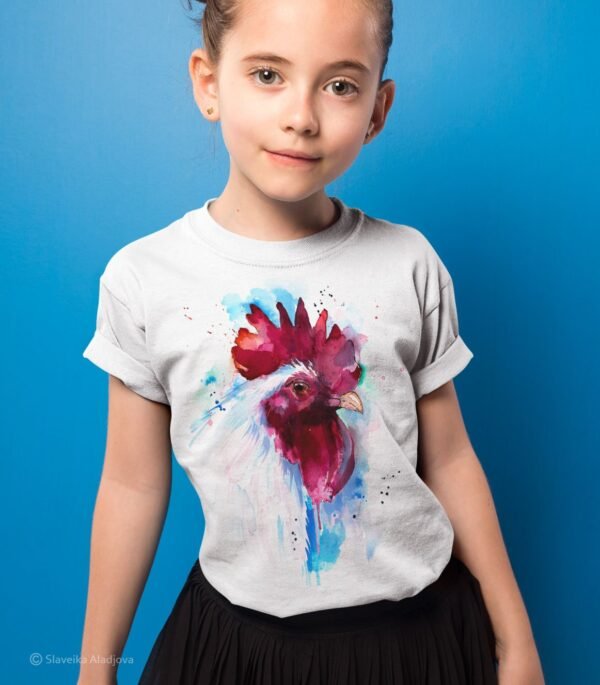White Rooster art T-shirt