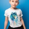 Blue wolf art T-shirt