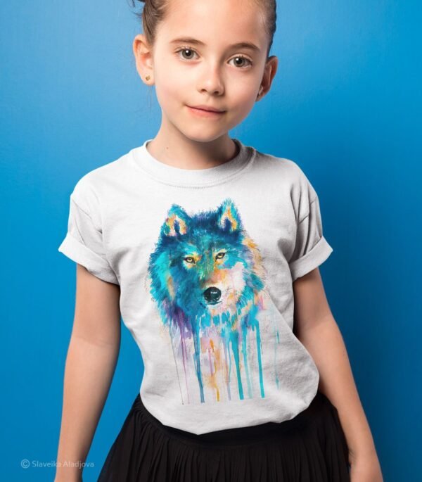 Blue wolf art T-shirt
