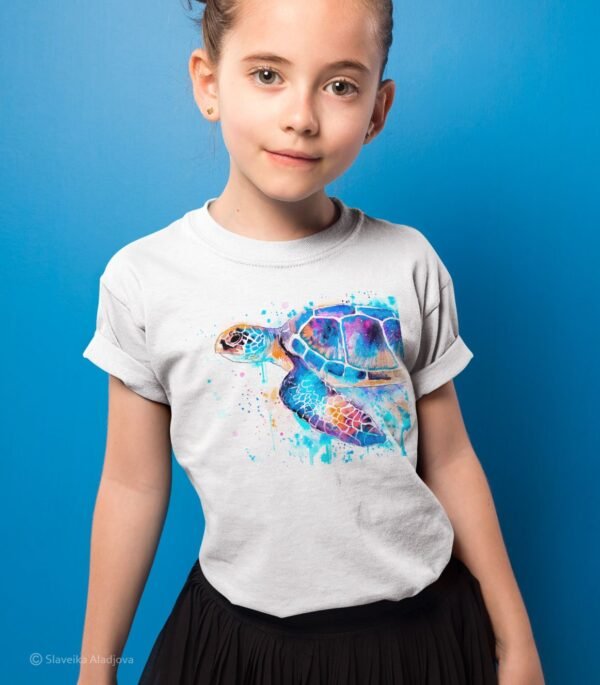Blue Sea turtle art T-shirt