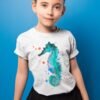 Blue Seahorse art T-shirt