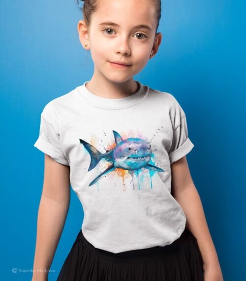 Great white shark art T-shirt