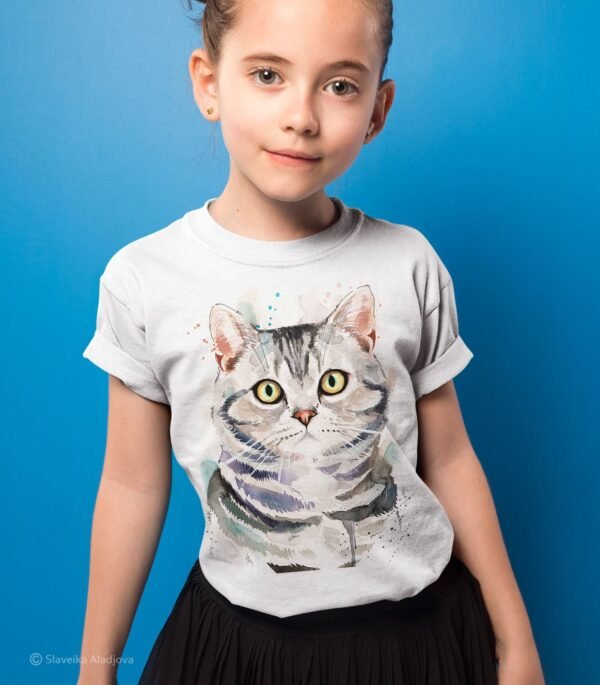 American shorthair cat art T-shirt
